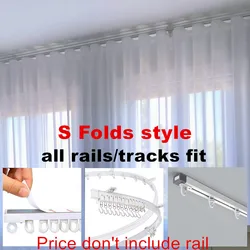 S Folds Snow White Window Curtains for Living Room S Waves Ripple Fold Rail Snake Tulle Chiffon Sheer Ripplefold Drapes