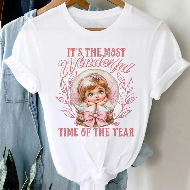 Short Sleeved Basic Cute And Fashionable Women's Printed T-Shirt Valentine's Day Cartoon Casual Short Sleeved Printed Pattern T-