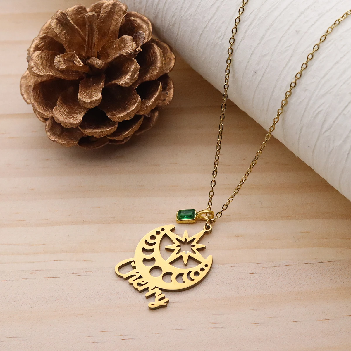 

Chandler Custom Name Star Moon Phase Pendant Necklace Women Girls Stainless Steel Party Jewelry Birthday Gift Wholesale