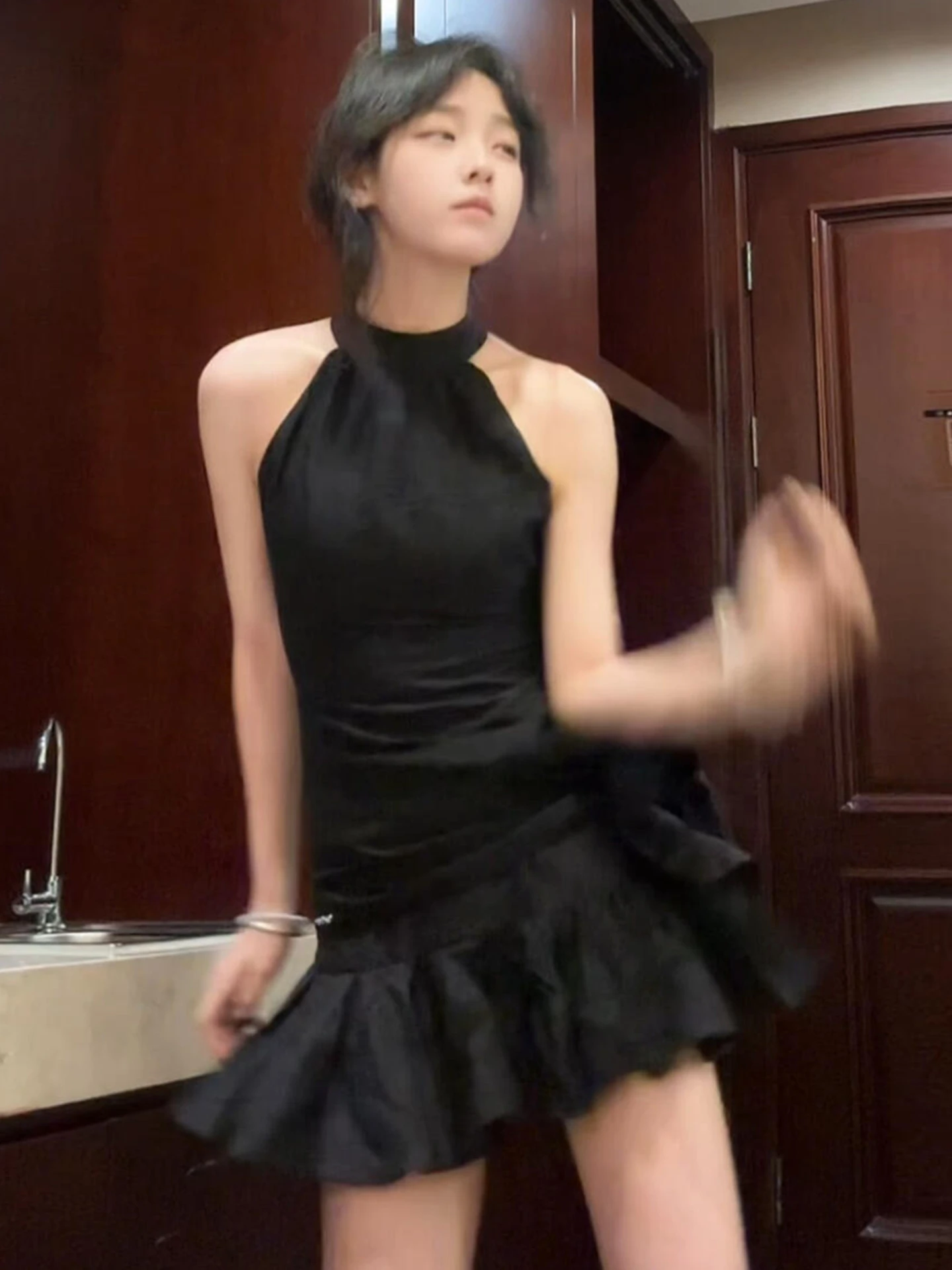 Bla Svel Ne Hangende Dr Dames Zomer 2025, Nieuw Design Sense Taille Cinching Mooie ort Rok A-lijn Dr