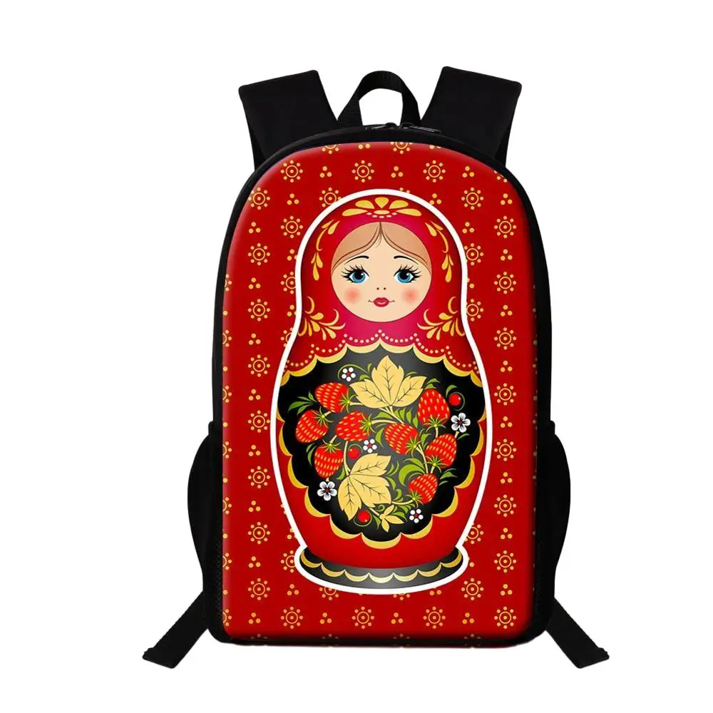 Russa Matryoshka Boneca Padrão Bolsa de Escola para Estudante Médio, Mochila Feminina, Versátil Bookbag, Adolescentes Meninas Mochila Viagem, Novo