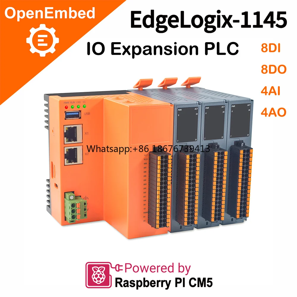 OpenEmbed Auto Industrial Raspberry PI CM5 BCM2712 Quad Core Cortex-A76 PLC PAC Dedicated Controller IO PLC Programming