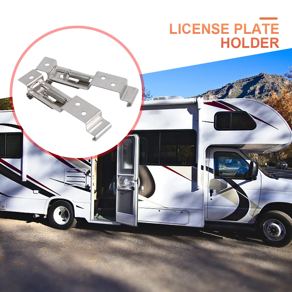 2 قطعة مقطورة شاحنة رقم لوحة كليب لوحة ترخيص بين قوسين الفولاذ المقاوم للصدأ سيارة إطار لوحة الرخصة حامل لقافلة مقطورة