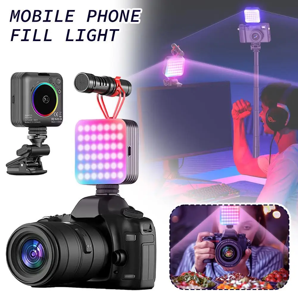 

RGB Light Mobile Photography Fill Light 80 LED Three Color Temperature Modes With 1/4 Port For Tripod 180° Stepless Adjustment