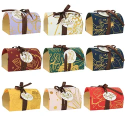 10Pcs Bronzing Pattern Paper Candy Box Heart Jewelry Favor Gifts Box Thank You Packaging Bags Birthday Wedding Party Decoration