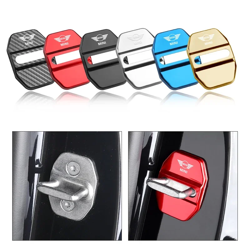

4Pcs Car Door Lock Cover Auto Protection Case For MINI Cooper One JCW Countryman Clubman Cabrio Paceman R60 R57 R55 R56 R53 R52