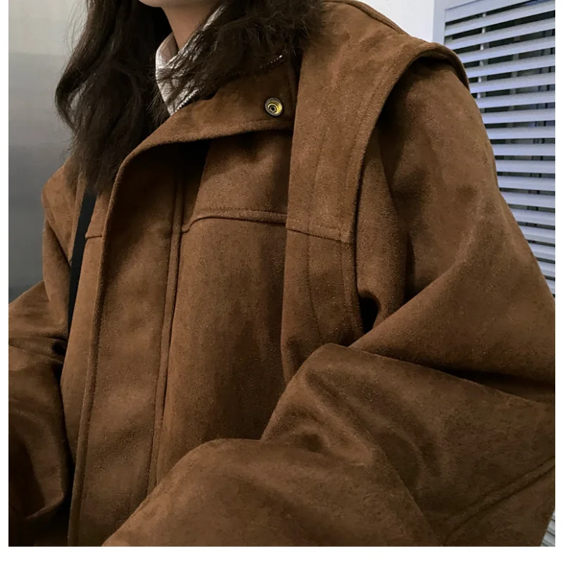 French Couple Coat Men's Ins Fashion Autumn and Winter New Suede Autumn Retro American Fashion Trend Hip Hop Workwear Jacket Men