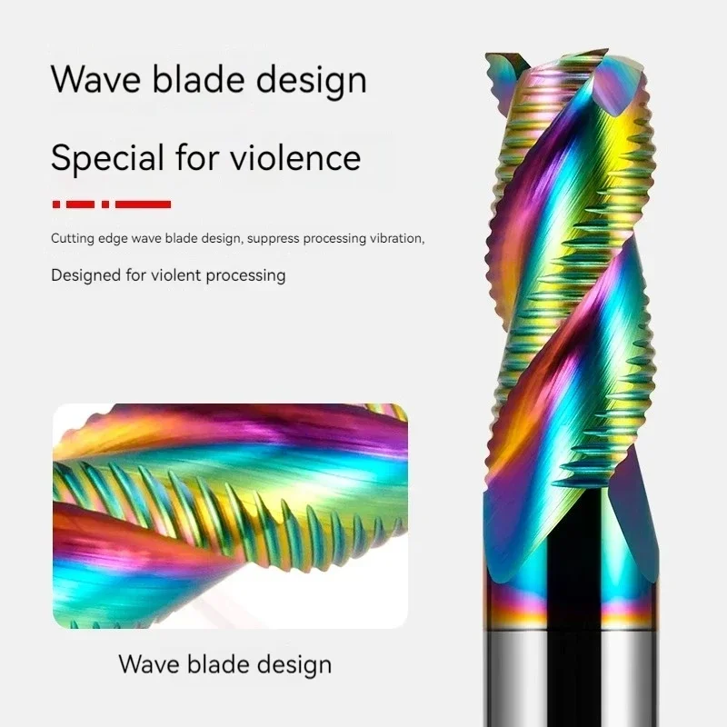 HRC62 3Flutes Roughing End Mill Solid Carbide For Metal Aluminum MDF Fiberglass Acrylic Wood Copper Plastic CNC Machine Tool