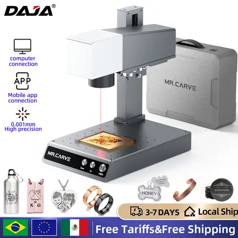 DAJA M1 프로 파이버 레이저 조각기, 휴대용 비즈니스 마킹 머신, 휴대폰 컴퓨터용, 모든 금속 플라스틱 가죽 각인