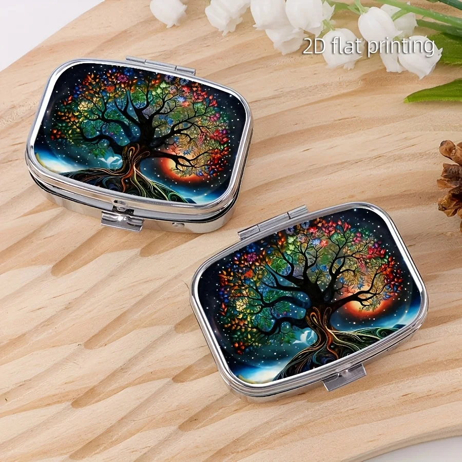1 Magical Tree-Shaped Pill Box, Portable Medication Storage Box, Christmas Gift, Pill Box Suitable for Placing in a Handbag, Office Supplies Organizer, Fun and Interesting Design.