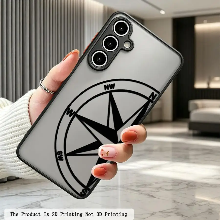 Phone Cover Case for Samsung Galaxy A34 A36 A17 A52 A54 A35 A16 A15 A14 A23 A73 A33 A56 A55 A52S A72 A53 Large Bold Star Compass