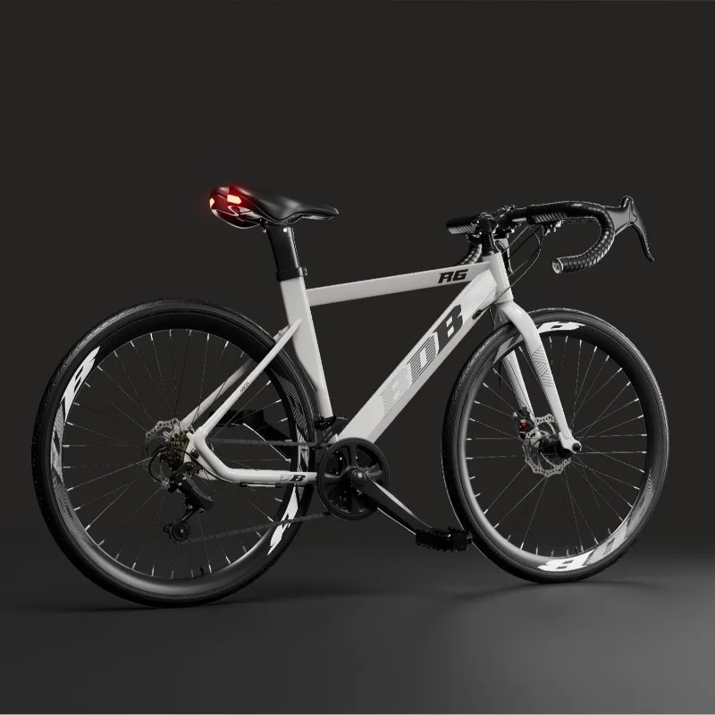 Bicicleta de Carretera Ultraligera, Estilo Carbono, para Hombre, Llanta Estrecha 700C, Frenos de Disco, Bicicleta Deportiva con Palanca de Cambios, Bicicleta de Carreras