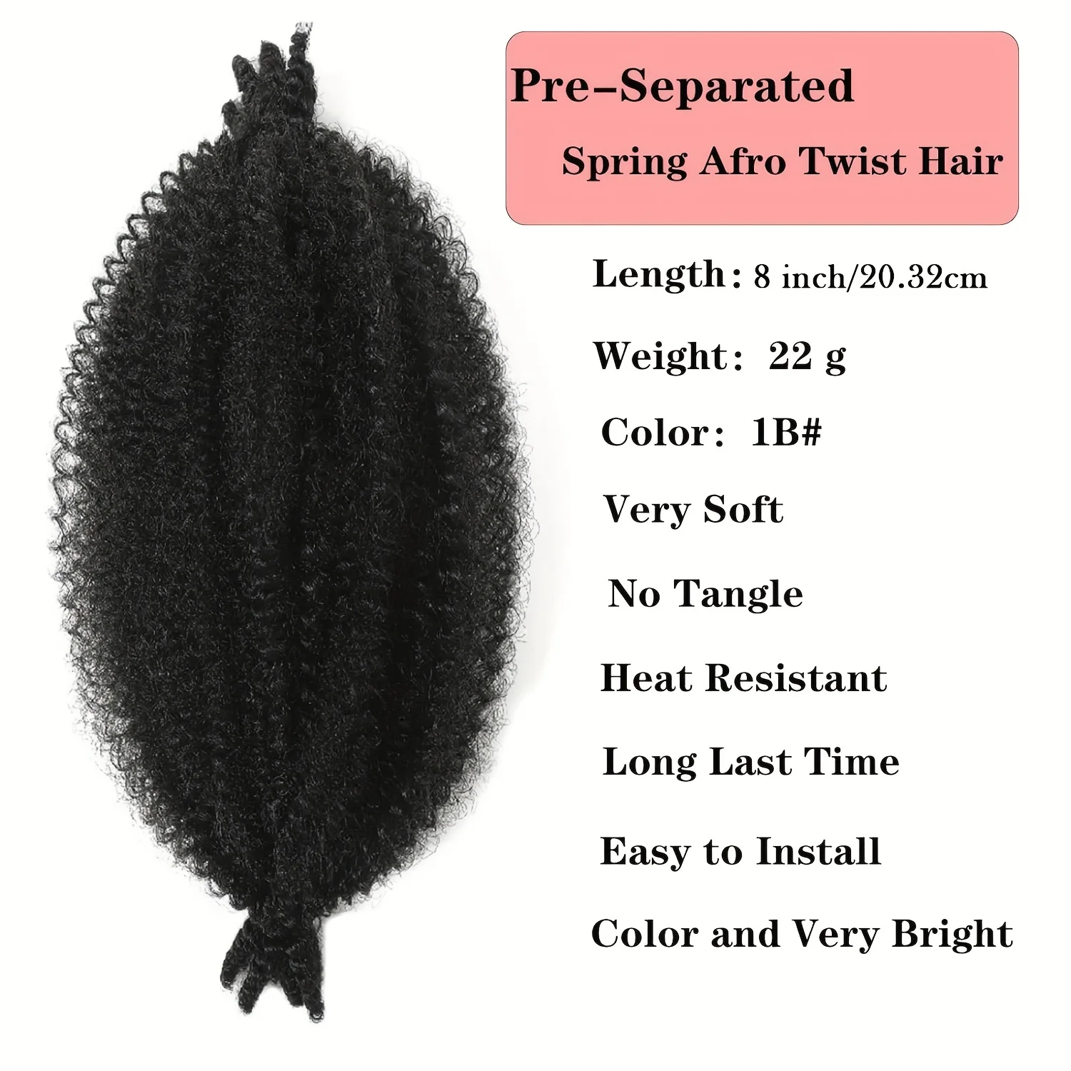 8 قطع وصلات شعر صناعية ناعمة أفرو تويست للنساء - شعر تجديل كينكي مارلي، 8 خيوط لكل منها لوكس وتقلبات العاطفة