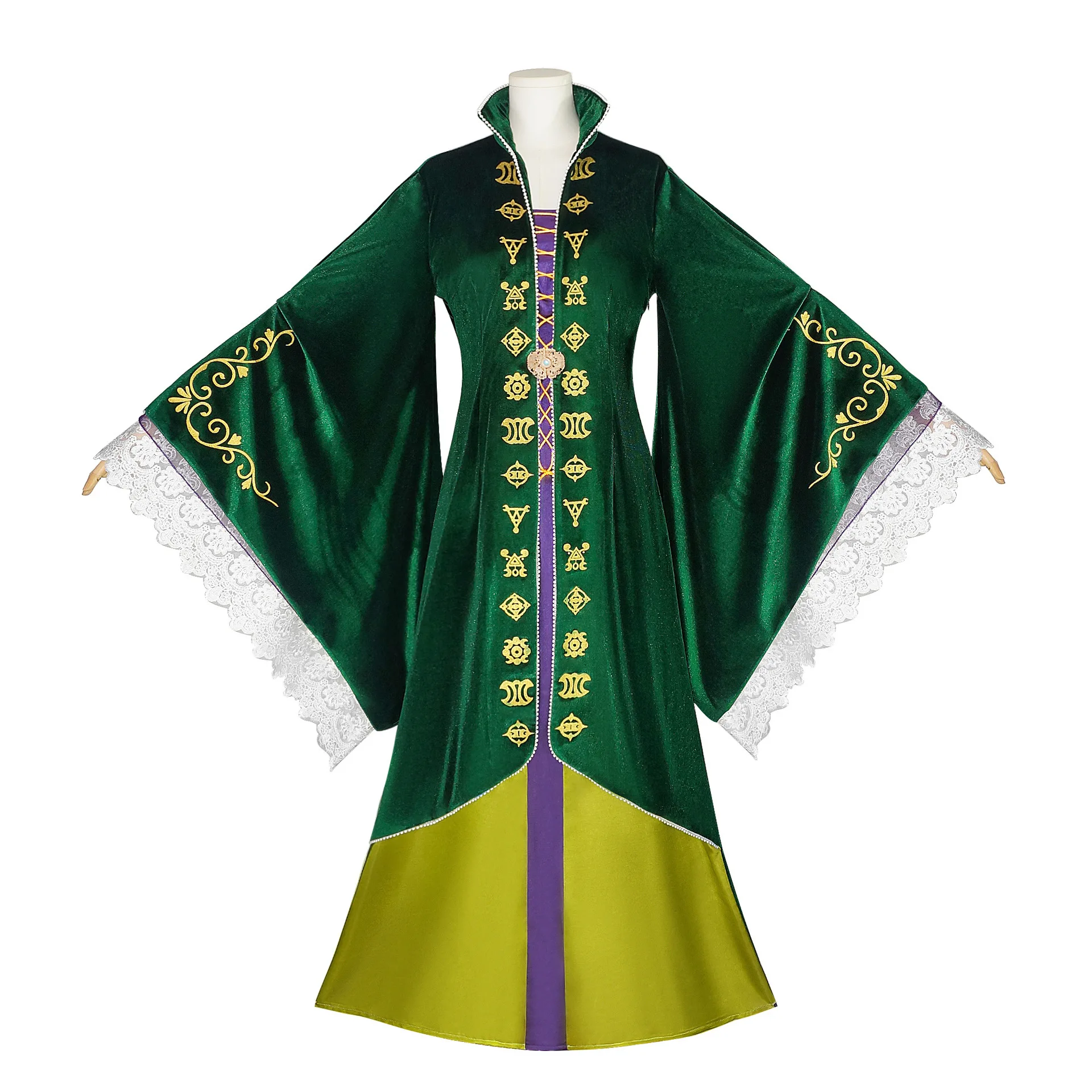 Película Sara Sanderson Winifred Mary disfraz de Cosplay bruja Vintage vestido largo mujeres niñas Halloween carnaval traje de juego de rol