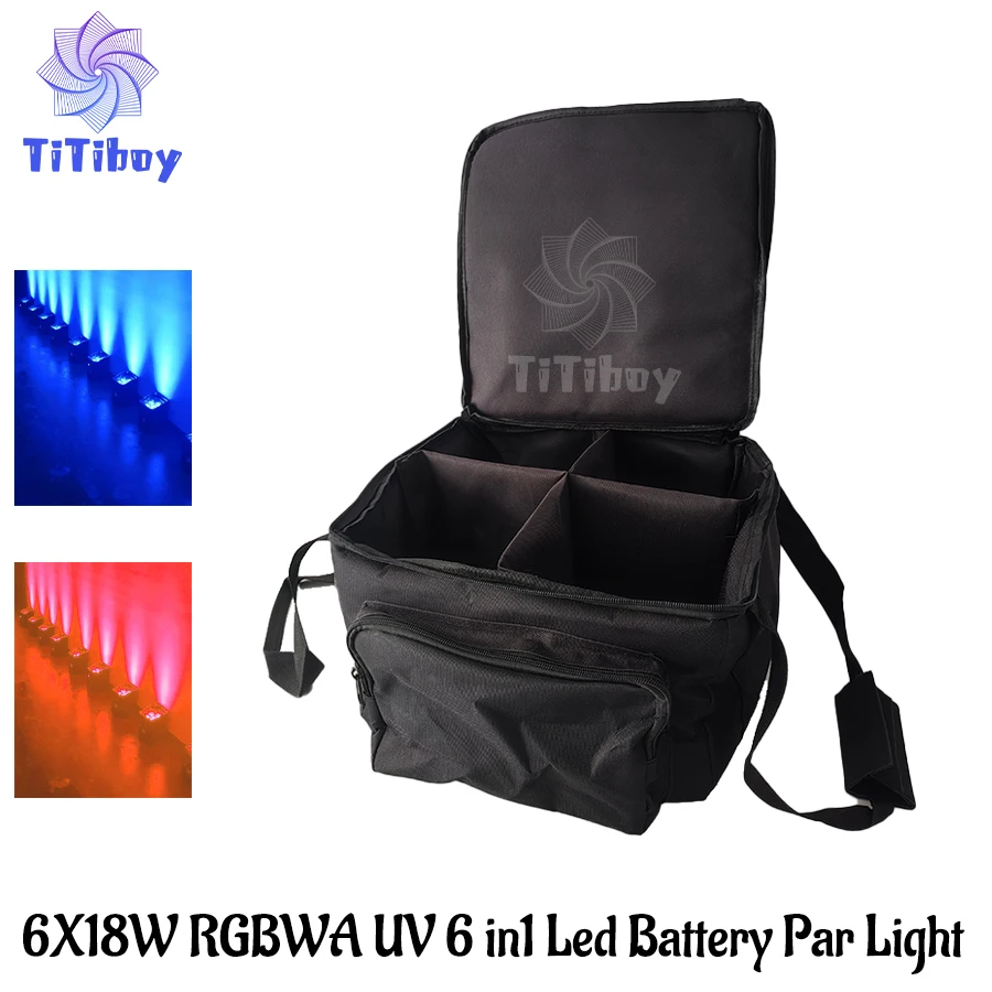 No Tax 1pcs Bag For Battery Operated Wedding Uplight 6x18w RGBWAUV Led Wireless DMX Wifi Remote Control Dj Par Sound Party