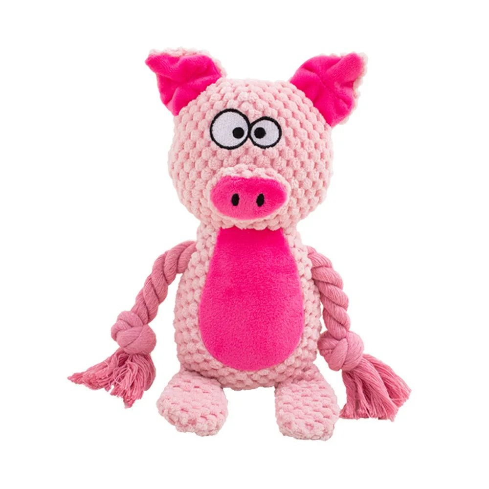 Dog Toys, Dog Squeaker Toys with Crinkle Paper, Stuffed Animal Dog Plush Chewing Toy, Cotton Rope Interactive Toys for Puppy