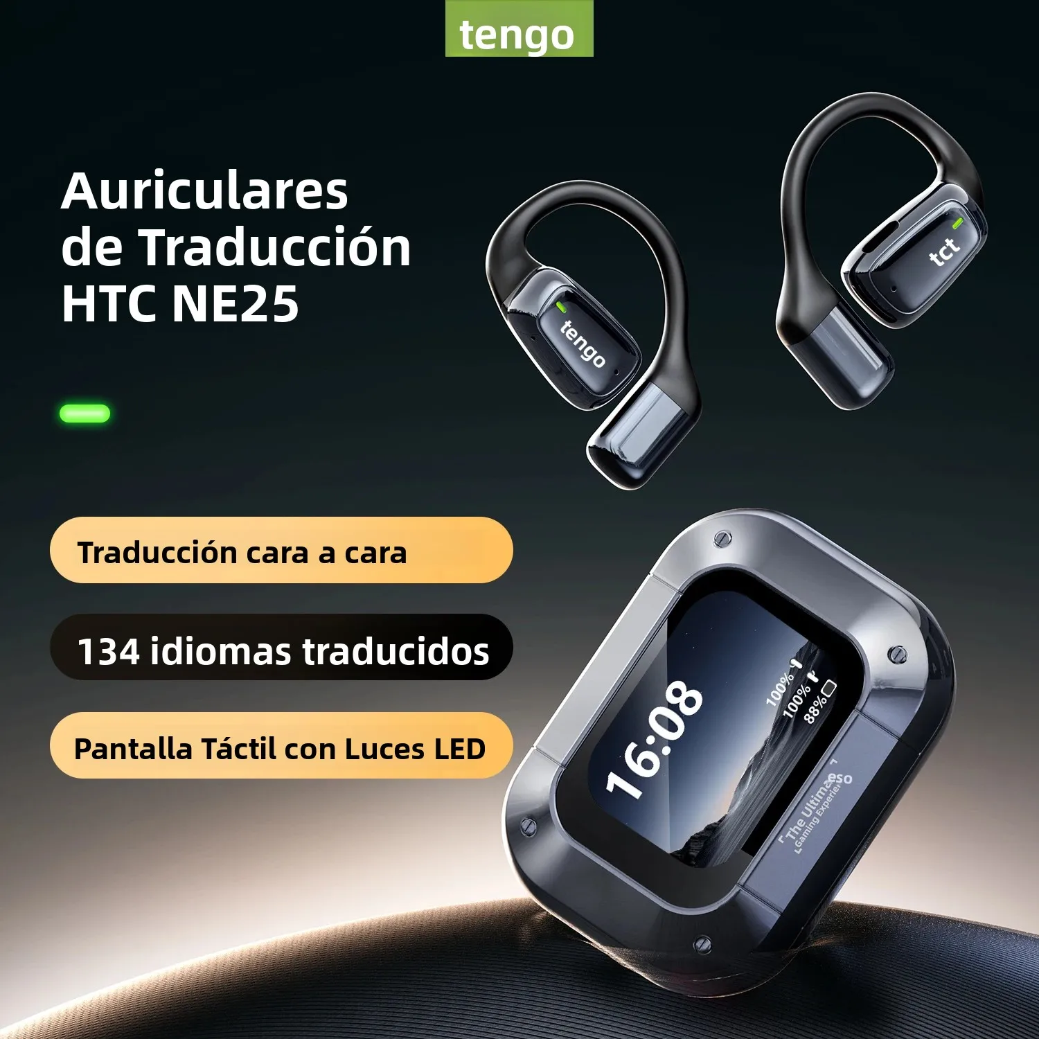【Auriculares AI Traductor】HTC NE25 Auriculares Bluetooth Pantalla táctil LCD Auriculares deportivos inalámbricos Larga vida útil con micrófono HD