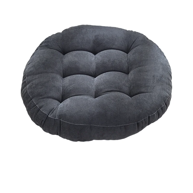 Round Large Floor Seat Pillows Gray Tufted Corduroy Cushions for Outdoor Yoga Tatami Chair Pad Casual Seating Reading Cushion 방석 image 3