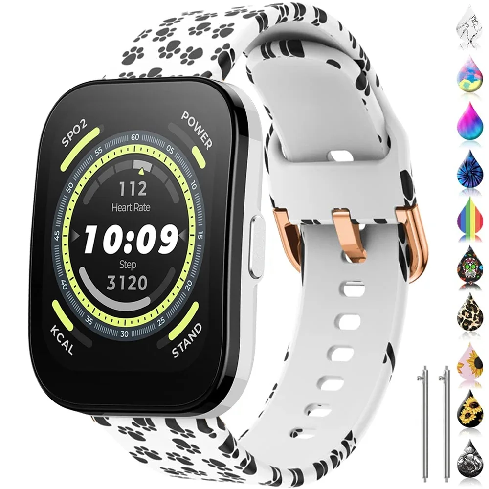 22mm Printing Strap for Amazfit Bip 5 Straps Replacement Silicone SmartWatch Wristband Bracelet correa Amazfit Bip5 Watch band