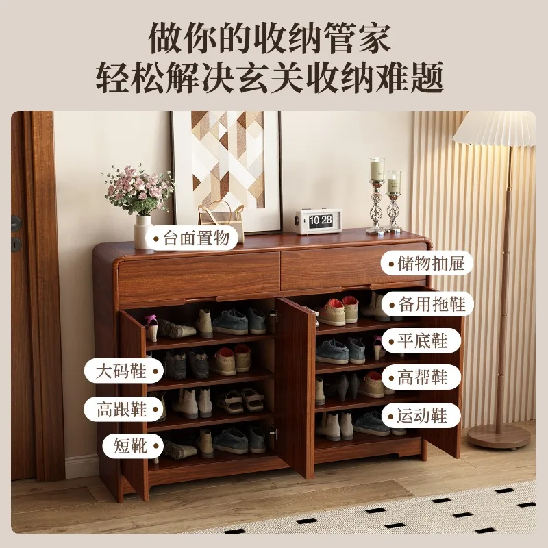 Medieval style solid wood shoe cabinet, entrance to the home, entrance cabinet, integrated locker against the wall, large-capaci