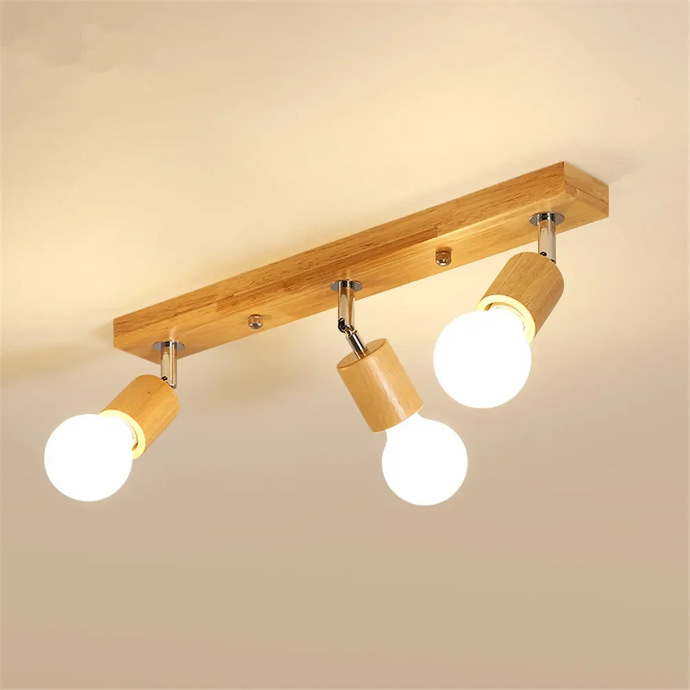 

Nordic LEDSolid Wooden Track Light Modern Metal Ceiling Lamps 39cm Bedroom Dining Room Decor TV Background Lighting Spotlights