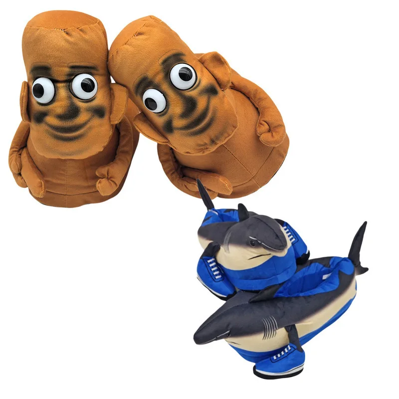 

Итальянские тапочки Brainrot Tralalelo Tralala Tungtung Sahur, тапочки для косплея, креативные плюшевые тапочки для детей и взрослых