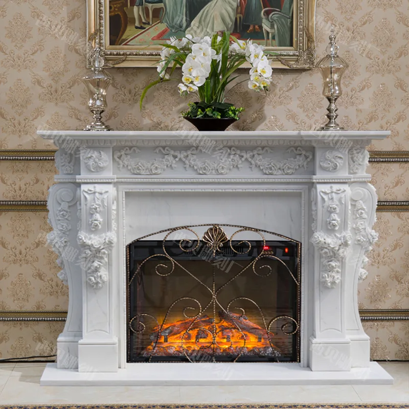 Marble fireplace, custom supply natural stone real fire mantel villa home hotel living room heating