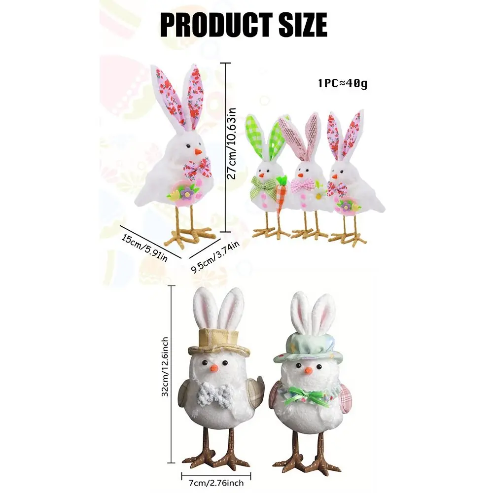 Multicolor Easter Bird Doll Cartoon Flower Plush Bunny Ear Bird Doll Spring Festival Supplies Cartoon Bird Doll Kids Gift