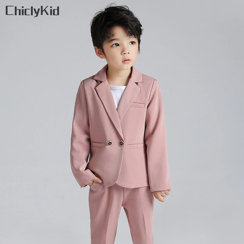 

Boys Solid Color Blazer Suits Kids Tuxedo Formal Dress Clothes Sets Child Wedding Costumes Baby Toddler Jacket Pant Gentlemen