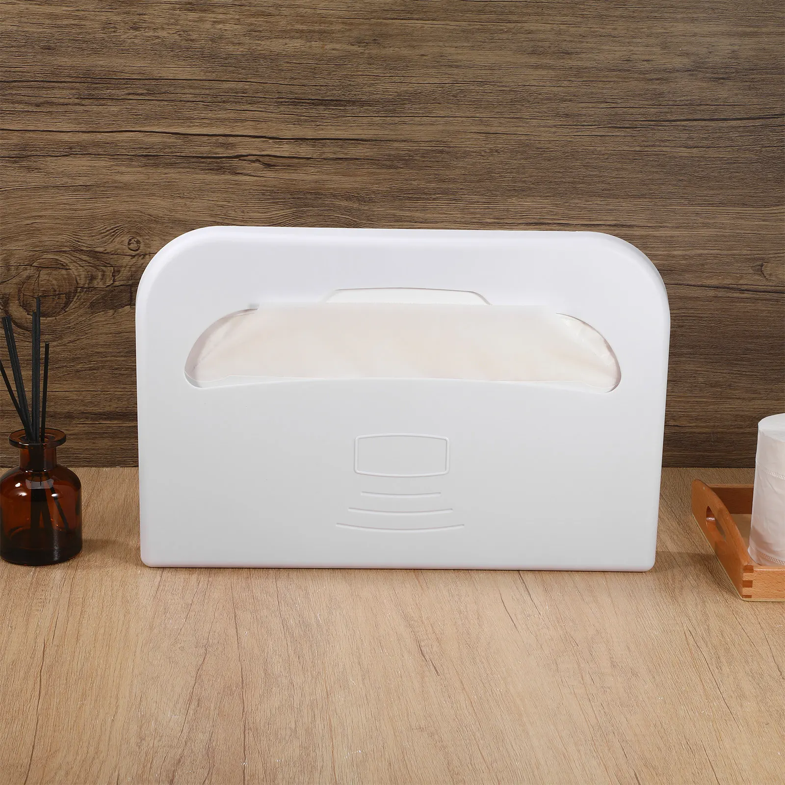 Toilet Seat Cover Dispenser Wall Mounted Plastic Storage Rack for Bathroom Essentials Modern Decorative Holder Large Capacity