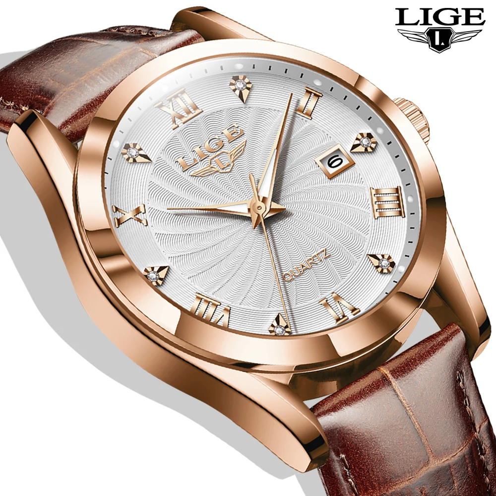 

LIGE New Luxury Watch for Men Military Leather Man Wristwatch Quartz Clock Waterproof Luminous Date Week Men's Watches Reloj+box