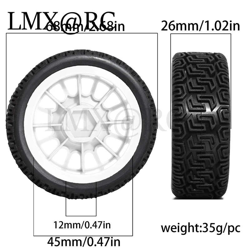 4pcs 68mm Rally Tires Rubber Tire Wheel Tyre for Tamiya XV01 XV02 TT01 TT02 PTG-2 1/10 RC Rally Racing Car Upgrade Parts