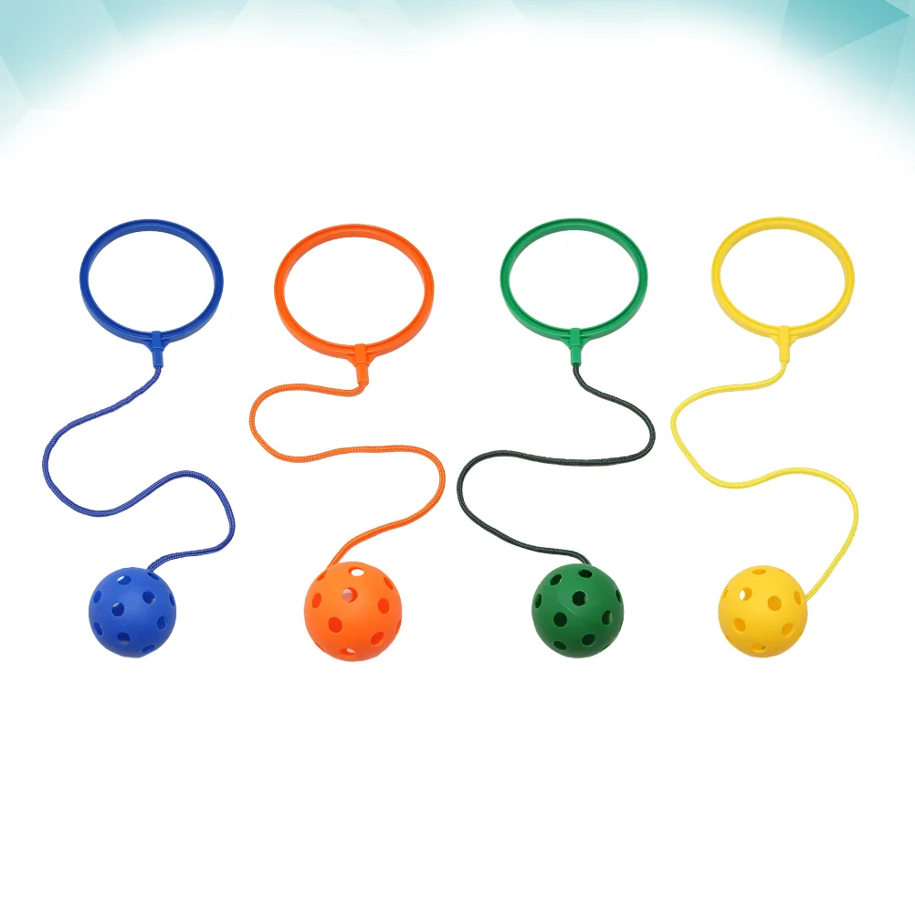 4pcs Elasticity Fitness Ball Toys Rotating Jumping Ring Single Foot Ball Kids ( Yellow and Green)