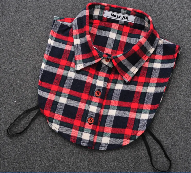 Fake Collar mujer Classic Plaid dot false collar Blouse All Matching red Detachable Shirt Neckwear accessories adult Unisex