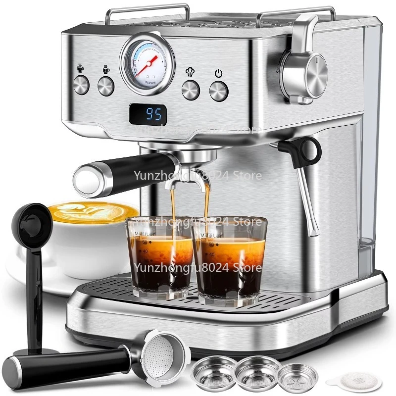 

Professional Compact 20bar Coffee Maker Home Coffee Maker Milk Foamer Steam Bar Pressure Gauge 60oz Water Machine
