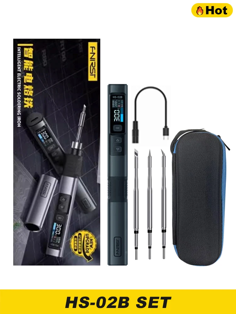 FNIRSI HS-02 Soldering Iron Smart Sleep IPS Color Display Screen 100-450℃ Soldering Rework Station PD100W Portable Repair Tool image 3