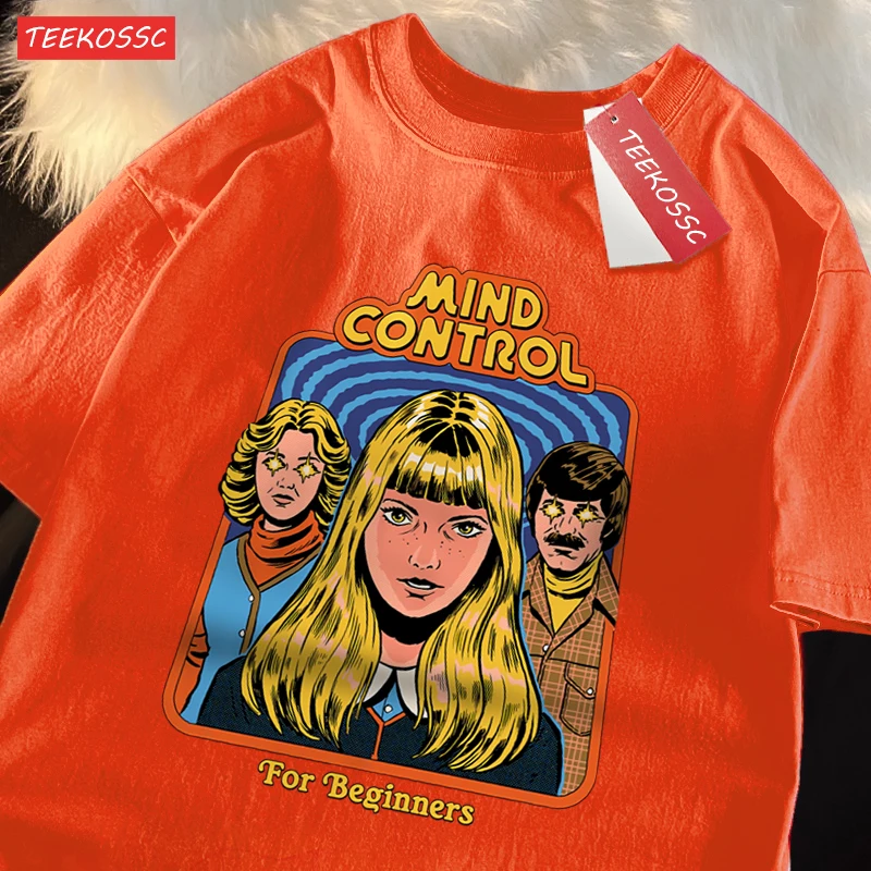 Mind Control For Beginners Printing T-Shirt Oversized Cotton T-Shirt Fashion Loose Tops Casual Sweat Tee Clothes Cotton Couple