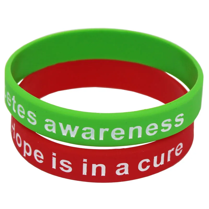 1Pc Diabetes Awareness Silicone Wristband Medical Alert Hope is in a Cure Rubber Bracelets&Bangles Armband Patient Gifts SH112