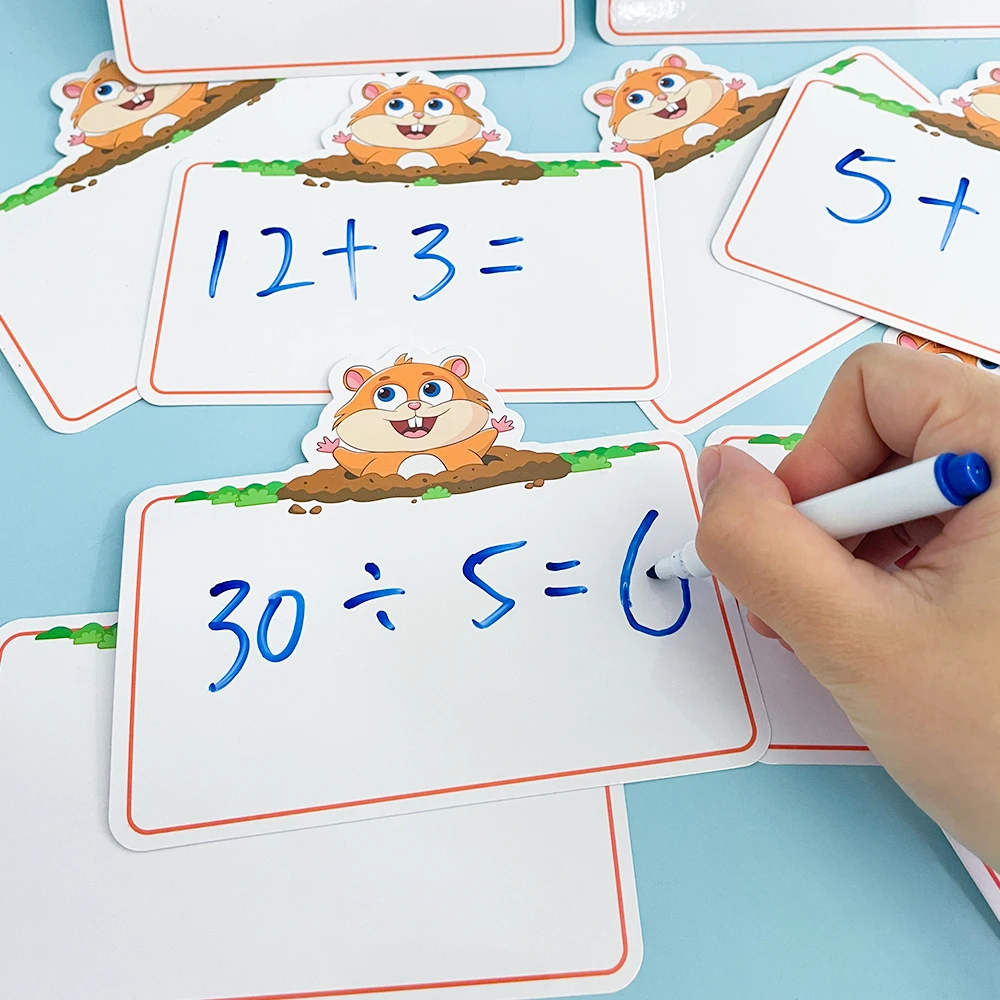 Children Hamster Written Blank Card Rewrittable Board Kids Words Card Learning Toy Teaching Aids Game Interaction Card