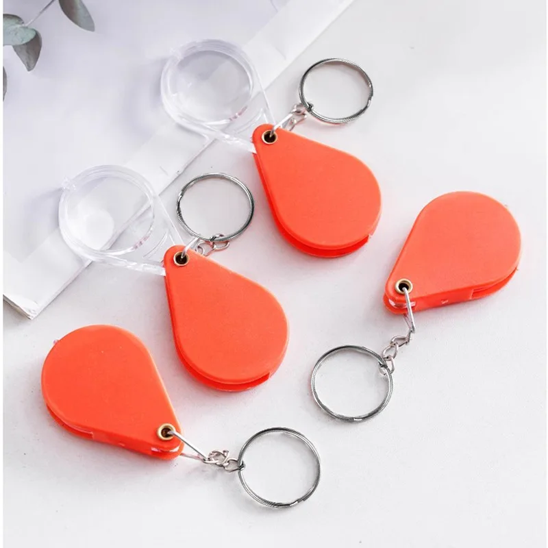 keychain folding Key Ring Handheld Mini Magnifier Key Chains Magnifying Glass Lens Loupe Pocket Tool Keychain