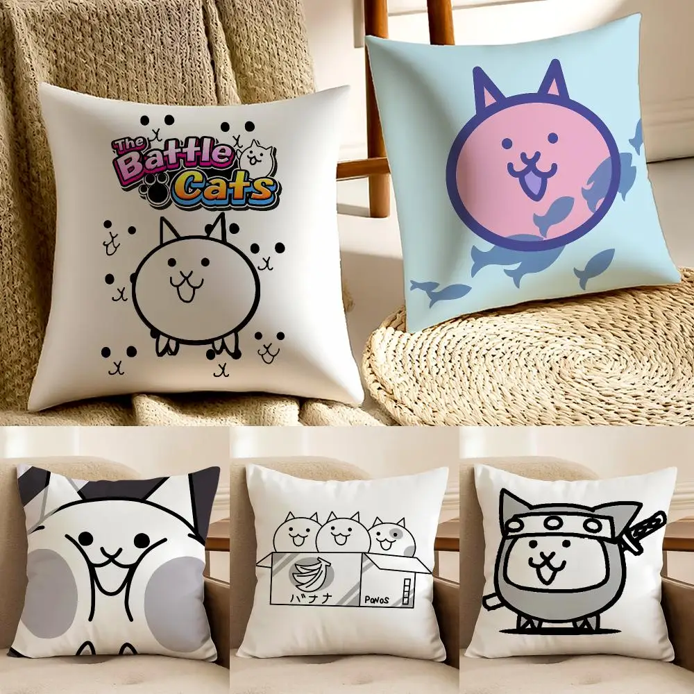 Cute game The Battle Cats Cushion Cover Faux fur decorative Dark academia style Cat scratching post Rustic Spa pillow cover