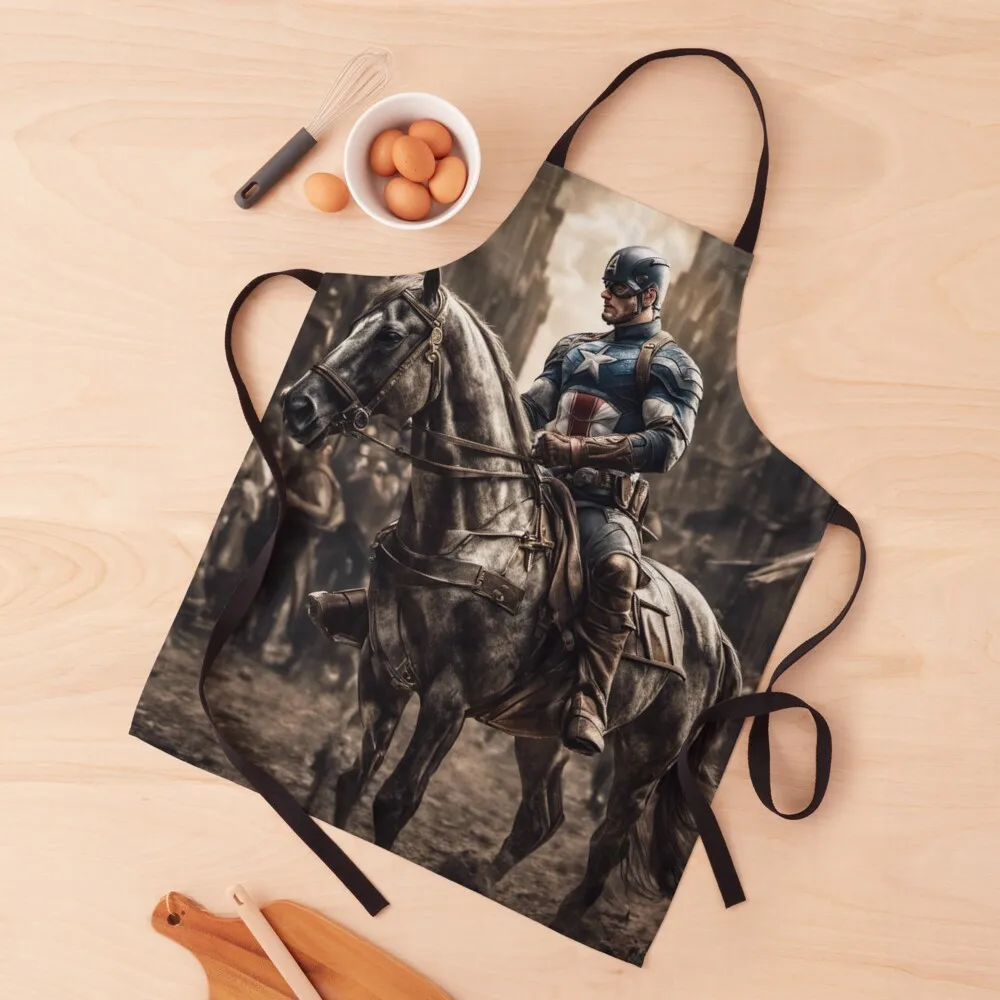 

Captain on a horse Apron Household Items Useful Camping Kitchen Chef Household Items Kitchen Apron
