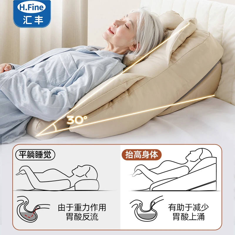 Bed Rest Leather Pillow Back Cushion with Wedge Ramp Anti-Reflux Positioning Support Comfortable Reading Nursing Cushion