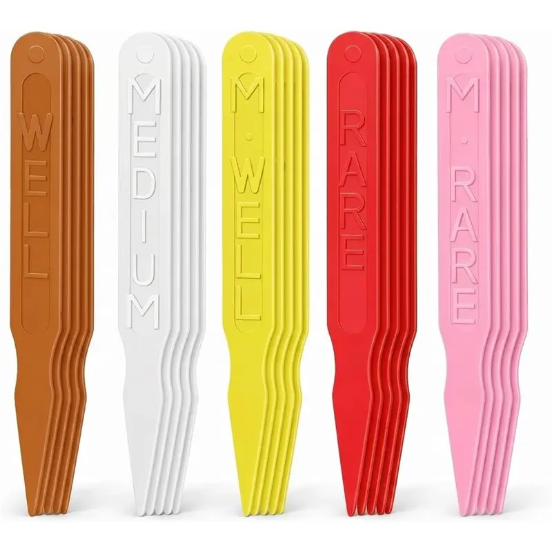 AB34-Steak Markers Temperature Sticks Meat Doneness Picks 5 Doneness Label Levels