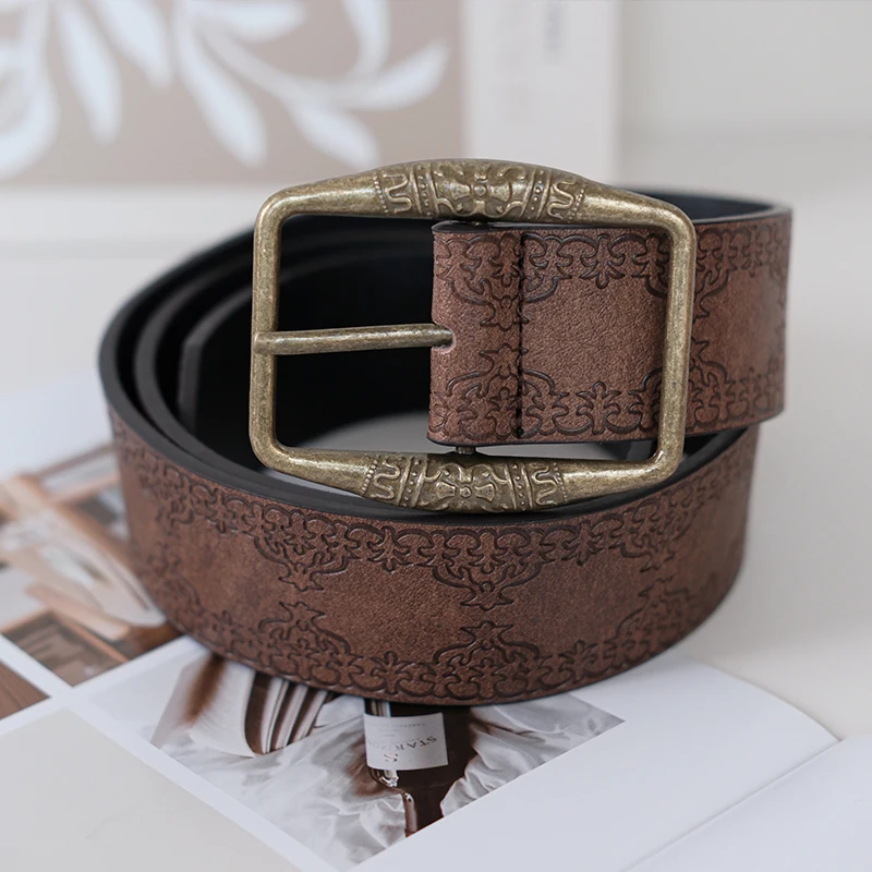 2024 New Retro Brown Belt, Women\'s High End, Ethnic Style Belt, Niche Design, American Jeans, Trendy