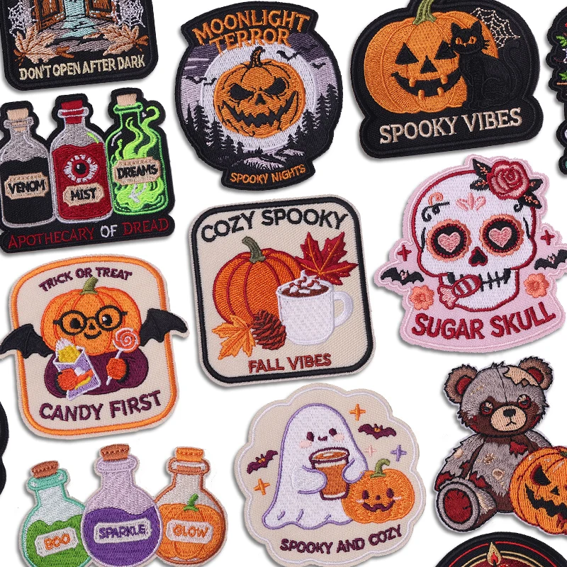 Halloween-Geister-Aufnäher zum Aufbügeln, Halloween-Aufnäher zum Aufbügeln für Kleidung, thermoadhäsive Aufnäher für Kleidung, Abzeichen zum Selbermachen – Detail 1