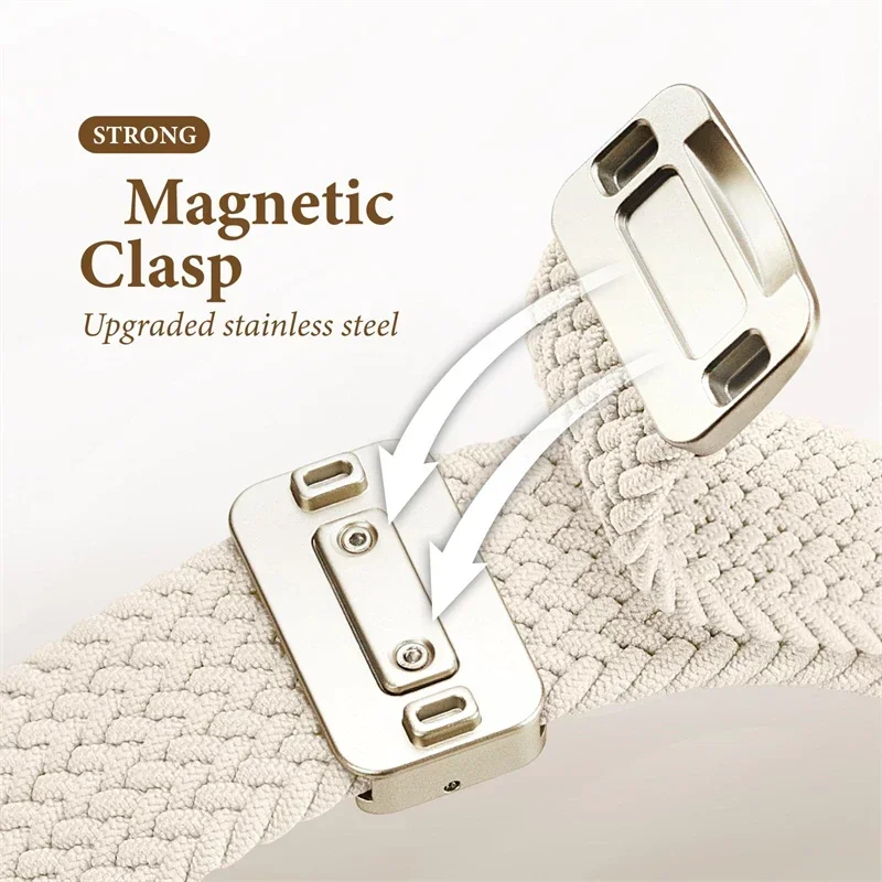 Плетеный ремешок для Apple Watch, ремешок 44 мм, 40 мм, 45 мм, 46 мм, 49 мм, 41 мм, 38 Магнитный нейлоновый браслет iWatch series se 7 6 8 9 10 Ultra 2