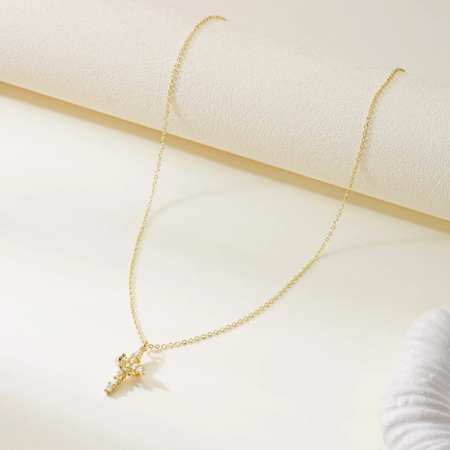 مكعب الزركون تدوير تاج الصليب قلادة القلائد للنساء الكلاسيكية الفولاذ المقاوم للصدأ سلسلة المختنق مجوهرات الحفلات للرجال النساء #5