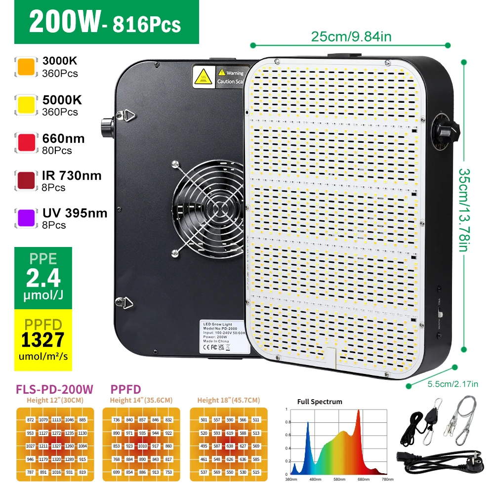 Volledige Spectrum LED Kweeklamp 100W 300W SMD2835 3000K IR730nm UV395nm Hoge Helderheid LED Chip Lamp Voor Groei en Bloei
