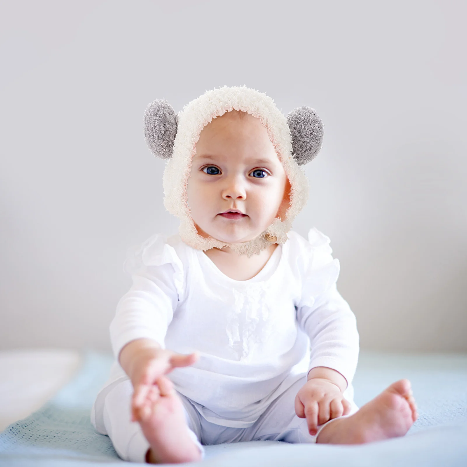 

Soft Warm Baby Hat for Winter Double Ball Decor Ear Protection Lightweight for Newborn Toddler Infant Unisex Knit Cap